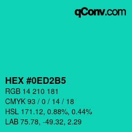 颜色代码: HEX #0ED2B5 | qconv.com