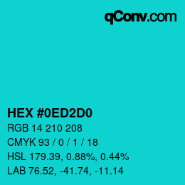 カラーコード: HEX #0ED2D0 | qconv.com