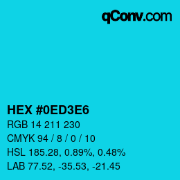 Color code: HEX #0ED3E6 | qconv.com