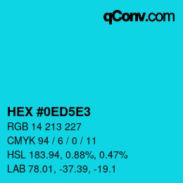 颜色代码: HEX #0ED5E3 | qconv.com