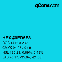 Farbcode: HEX #0ED5E8 | qconv.com