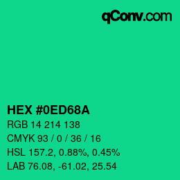 カラーコード: HEX #0ED68A | qconv.com