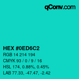 カラーコード: HEX #0ED6C2 | qconv.com