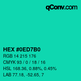 颜色代码: HEX #0ED7B0 | qconv.com