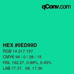 カラーコード: HEX #0ED99D | qconv.com