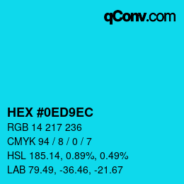 颜色代码: HEX #0ED9EC | qconv.com