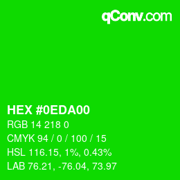 Color code: HEX #0EDA00 | qconv.com