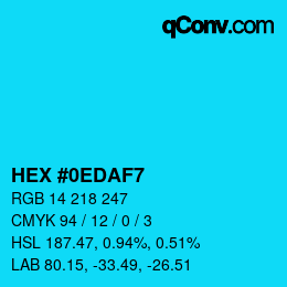 カラーコード: HEX #0EDAF7 | qconv.com