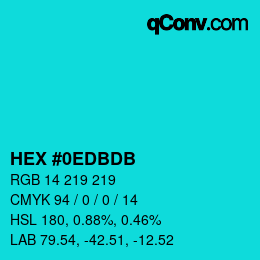 Color code: HEX #0EDBDB | qconv.com