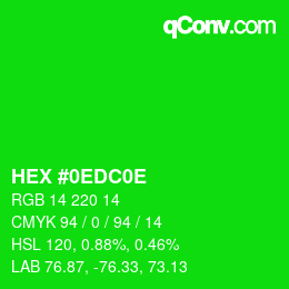 Color code: HEX #0EDC0E | qconv.com