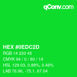 Color code: HEX #0EDC2D | qconv.com