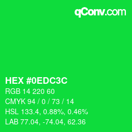 Color code: HEX #0EDC3C | qconv.com