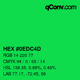 カラーコード: HEX #0EDC4D | qconv.com