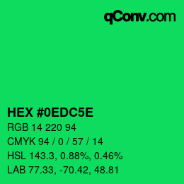 カラーコード: HEX #0EDC5E | qconv.com