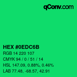 カラーコード: HEX #0EDC6B | qconv.com