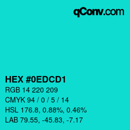 Color code: HEX #0EDCD1 | qconv.com