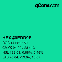 Color code: HEX #0EDD9F | qconv.com