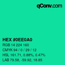 カラーコード: HEX #0EE0A0 | qconv.com