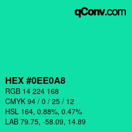 カラーコード: HEX #0EE0A8 | qconv.com