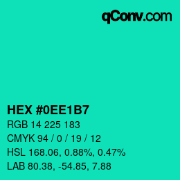 カラーコード: HEX #0EE1B7 | qconv.com
