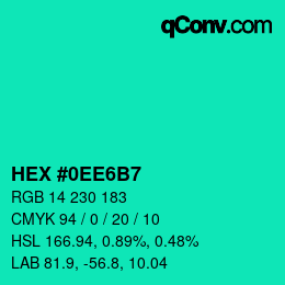 Color code: HEX #0EE6B7 | qconv.com