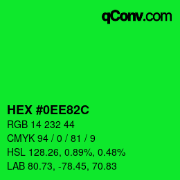 Color code: HEX #0EE82C | qconv.com