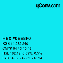 Color code: HEX #0EE8F0 | qconv.com