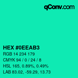 カラーコード: HEX #0EEAB3 | qconv.com