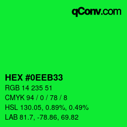 Color code: HEX #0EEB33 | qconv.com
