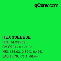Color code: HEX #0EEB3E | qconv.com