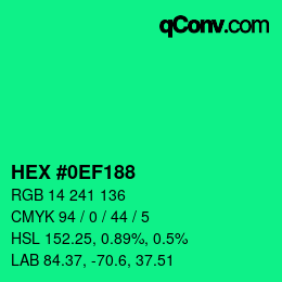 Color code: HEX #0EF188 | qconv.com