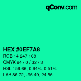 Color code: HEX #0EF7A8 | qconv.com