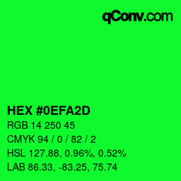 カラーコード: HEX #0EFA2D | qconv.com