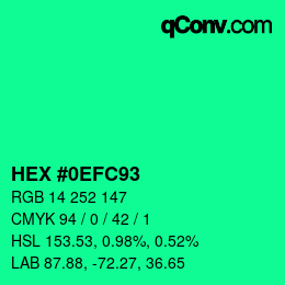 Color code: HEX #0EFC93 | qconv.com