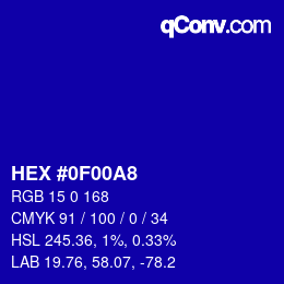 Color code: HEX #0F00A8 | qconv.com