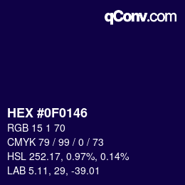 Color code: HEX #0F0146 | qconv.com