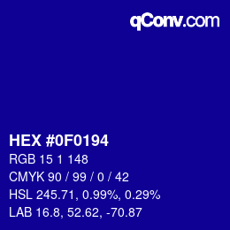 カラーコード: HEX #0F0194 | qconv.com