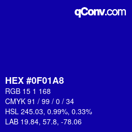 Color code: HEX #0F01A8 | qconv.com