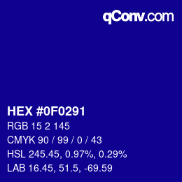 Color code: HEX #0F0291 | qconv.com
