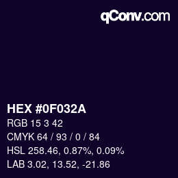 Color code: HEX #0F032A | qconv.com