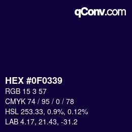 Color code: HEX #0F0339 | qconv.com