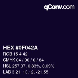 Color code: HEX #0F042A | qconv.com