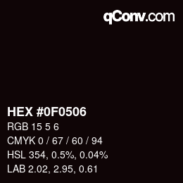 カラーコード: HEX #0F0506 | qconv.com