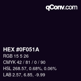 颜色代码: HEX #0F051A | qconv.com