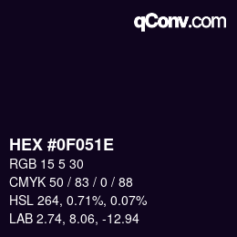 Color code: HEX #0F051E | qconv.com