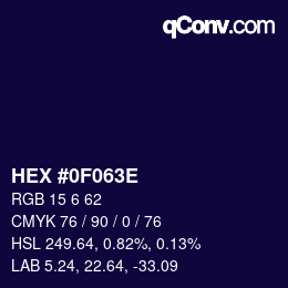 Color code: HEX #0F063E | qconv.com
