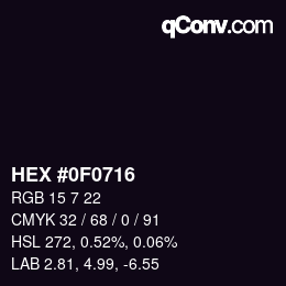 Color code: HEX #0F0716 | qconv.com