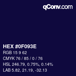 Color code: HEX #0F093E | qconv.com