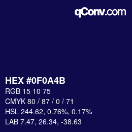 Farbcode: HEX #0F0A4B | qconv.com