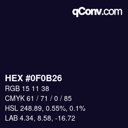 カラーコード: HEX #0F0B26 | qconv.com